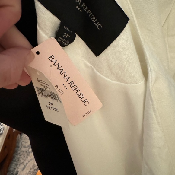 NWT: Banana Republic White Linen Zipper Sleeves Blazer •2P - Picture 12 of 15